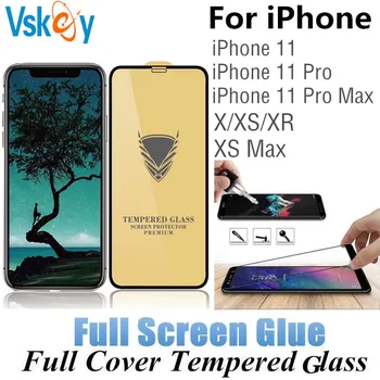 

VSKEY 10pcs Full Glue Tempered Glass For iPhone XS Max Screen Protector for iPhone XR Full Cover Protector Film 5.8 6.1 6.5in
