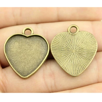 

10pcs/lot 20mm Heart Inner Size Classic Style Cabochon Base Setting Antique Bronze Color For Jewelry Making Jewelry Findings