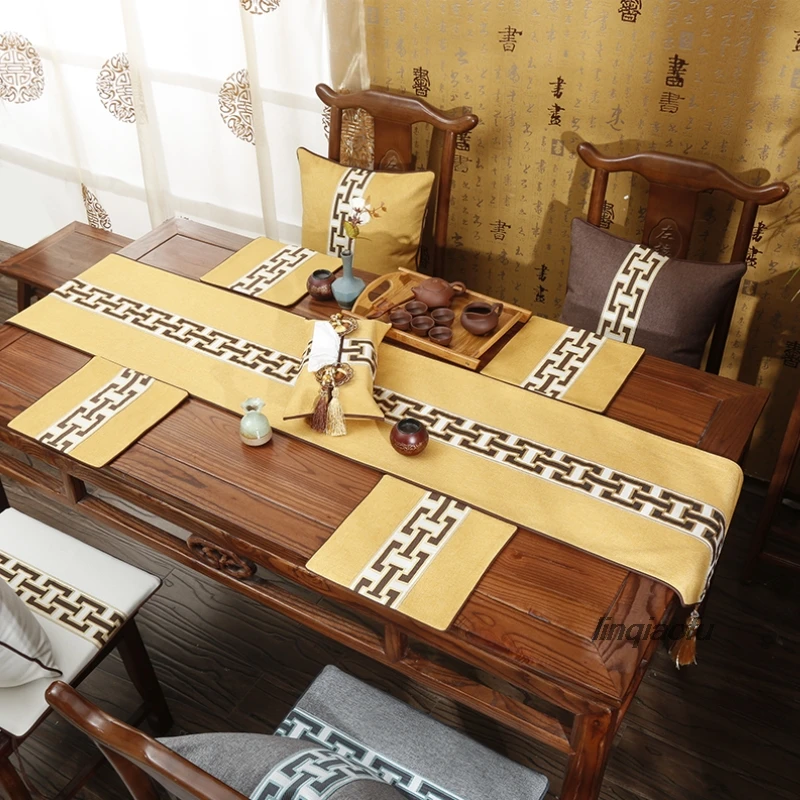 New Chinese modern minimalist table flag European American style garden tablecloth coffee table cloth bed towel Table runner