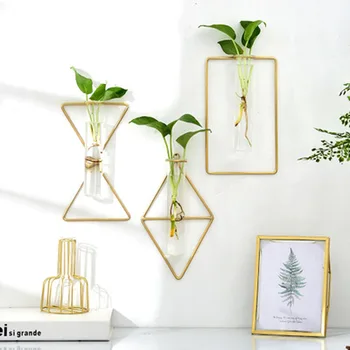 

Metal Vase Frame Nordic Geometric Plant Pot Plants Tabletop Display Holder with Iron Art Frame Stand for Table Tube Vase Planter