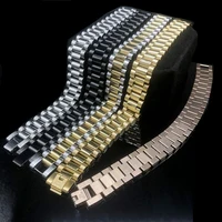Bracelet de style chaîne de montre de 15 mm de large pour homme, bracelet de luxe imperméable en acier inoxydable couleur or, bijoux masculins en gros 4
