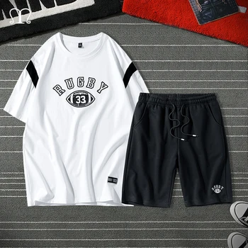 

Fashion Men Set 2020 Two Pieces Hip Hop T Shirt Shorts Brand Clothes Male Sweatsuit High Street Tracksuits Mens Chandal Hombre