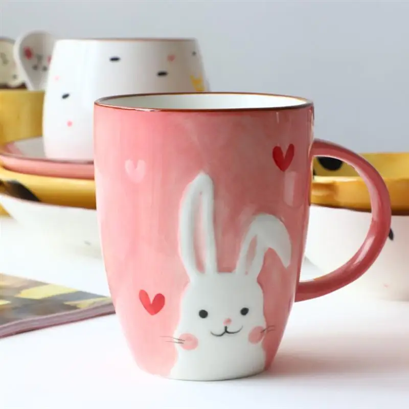 380 мл детская питьевая керамическая кружка милый кролик узор кофе молоко чашка для детей дома кафе