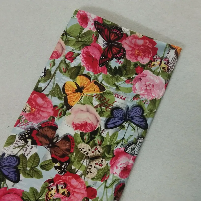 Brand New Cartoon Colorful Butterfly &amp Blooming Flowers Printed Cotton Fabric 50x105cm Floral Patchwork Cloth Bag Decor | Дом и сад