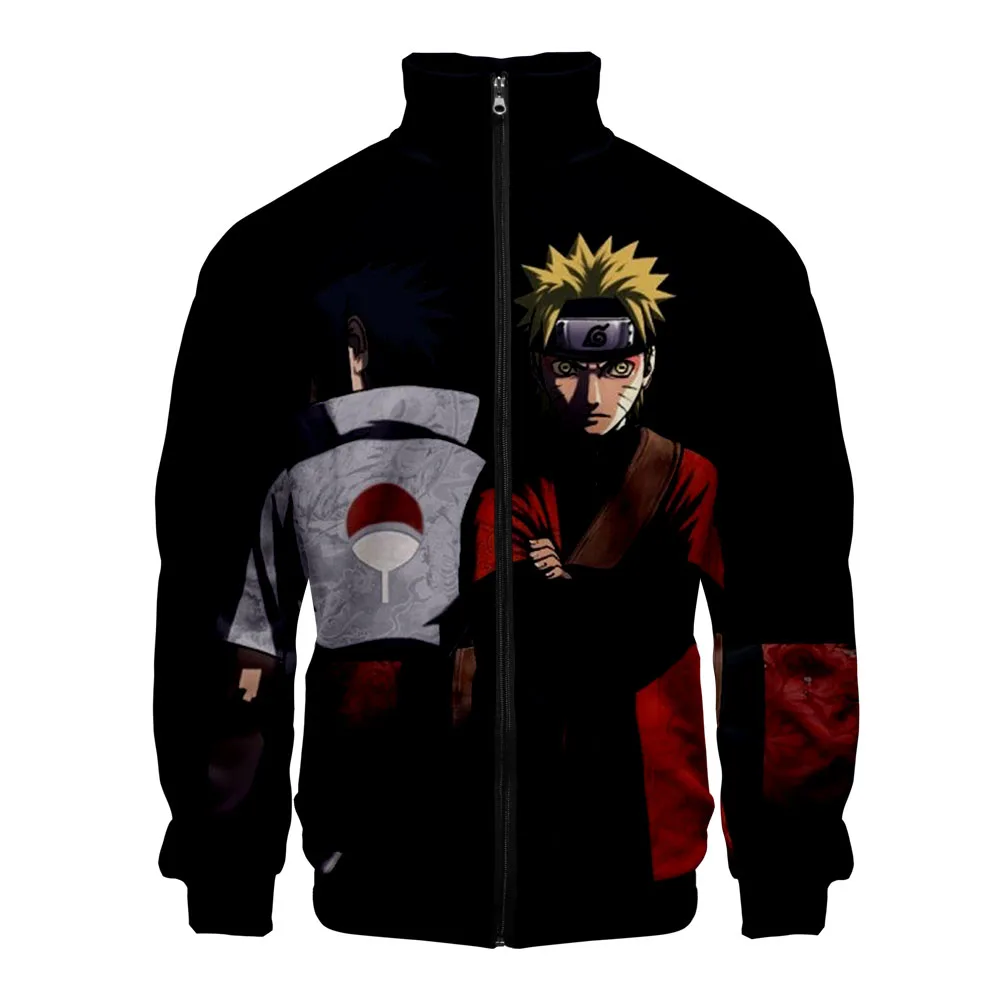 Harajuku Naruto zipper jacket Men/women 3D Uzumaki Uchiha Sasuke Stand Collar Sweatshirt Spring Autumn Anime Cardigan | Мужская одежда