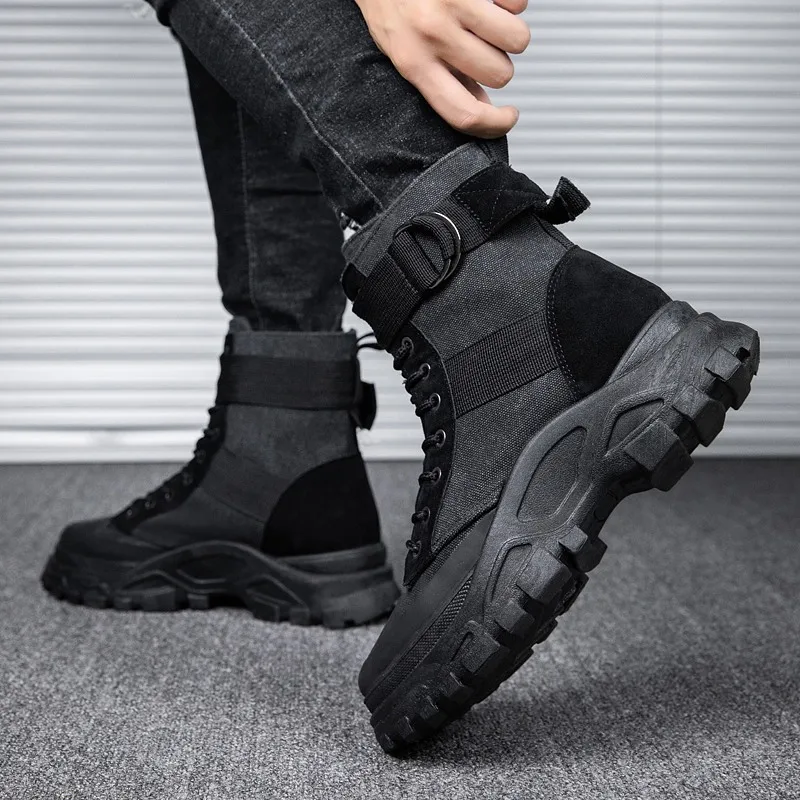 

Martin Boots Men's Desert Boots Autumn INS MEN'S SHOES Combat Boots Worker Boot Korean-style Trend England Hight-top Canvas Boot