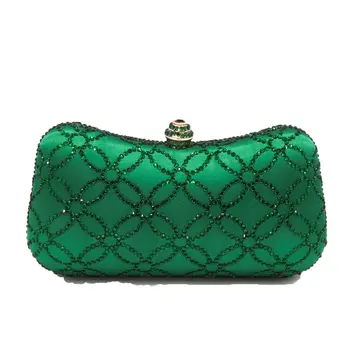 

2019 Brand New Design Green Emerald Women Crystal Evening Stain Clutch Handbag Purse for Wedding Party Bag Part