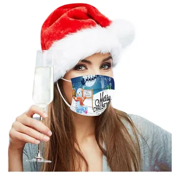 

50pc Christmas Masks Breathable Melt Blown cloth FaceMask Disposable Protection mask for face mouth Ear loop mascarillad