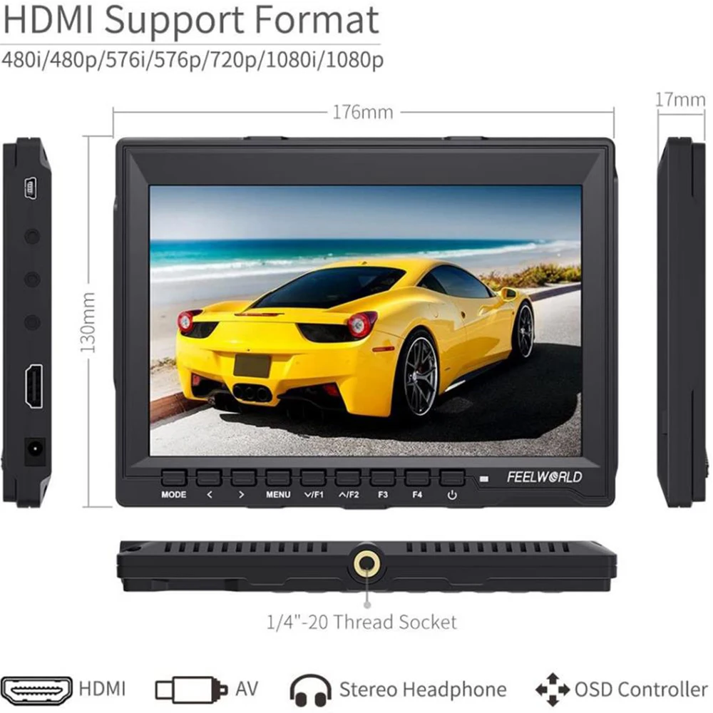 4k monitor de campo hdmi av entrada
