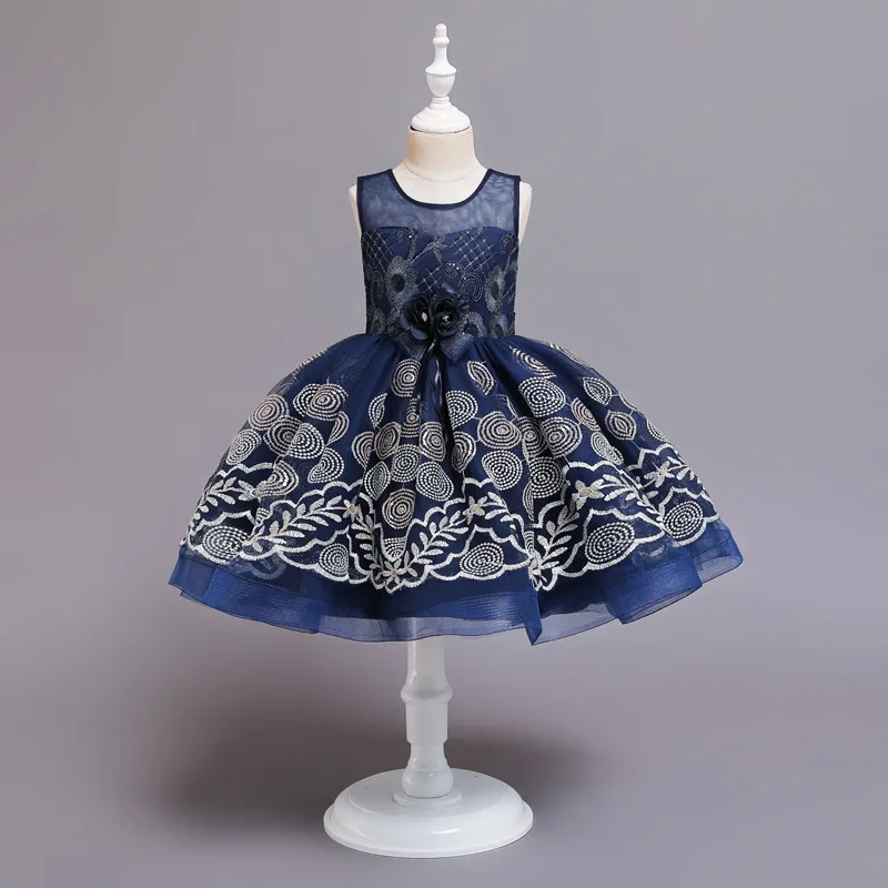 Свадебное платье для девочек; платье-пачка принцессы с вышивкой и блестками для девочек; детская одежда; вечернее платье для рождественской вечеринки; K2-A16