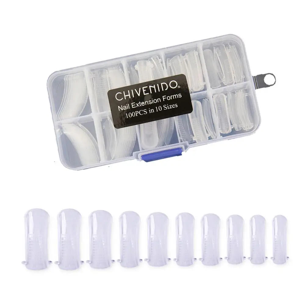 

CHIVENIDO 100Pcs/Kit Acrylic Nail Tips for Extra Long Fake Nails Clear Nail Forms for Building Extention Nails