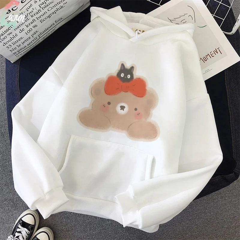 

Kawaii Streetwear Animal Trio Print Sweatshirts Hoodies Women Hoodie Winter Harajuku Loose Casual Fashion Pullovers Korean Style