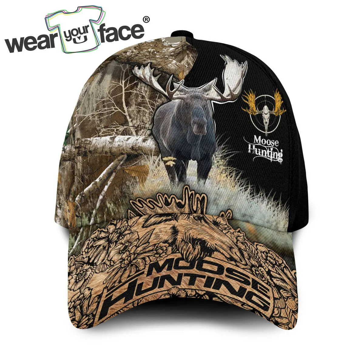 

Deer Moose Hunting Camo Multicolor 3D All Over Printed Snapback Hat Unisex Adult Hip Hop Headwear Outdoor Sun Visor Baseball Cap