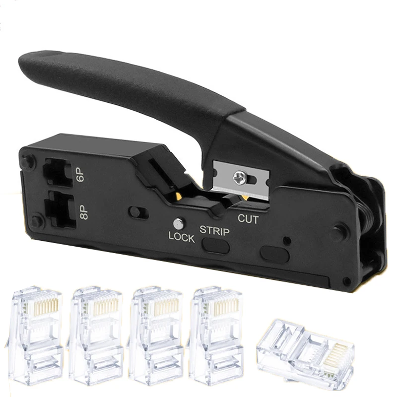 Cat7 cat8 хвост Зажим rj45 разъем обжимные плоскогубцы cat5e cat6 кабельный зажим rj11 6p телефонная линия зажим плоскогубцы сетевой инструмент