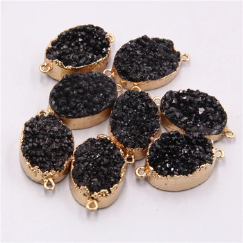 

Natural black crystal quartz connector pendants necklace bracelet Accessories agates druzy connector charm pendant jewelry gifts