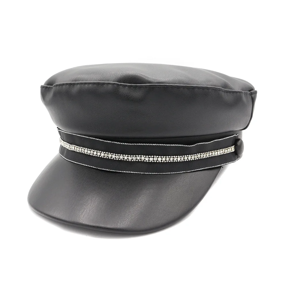 ZLD берет Женская осенне-зимняя шапка леди Ms. Pu Piere Кепка boina Feminina Gorras Bone винтажная английская Черная Женская Берет Шляпа - Цвет: 1