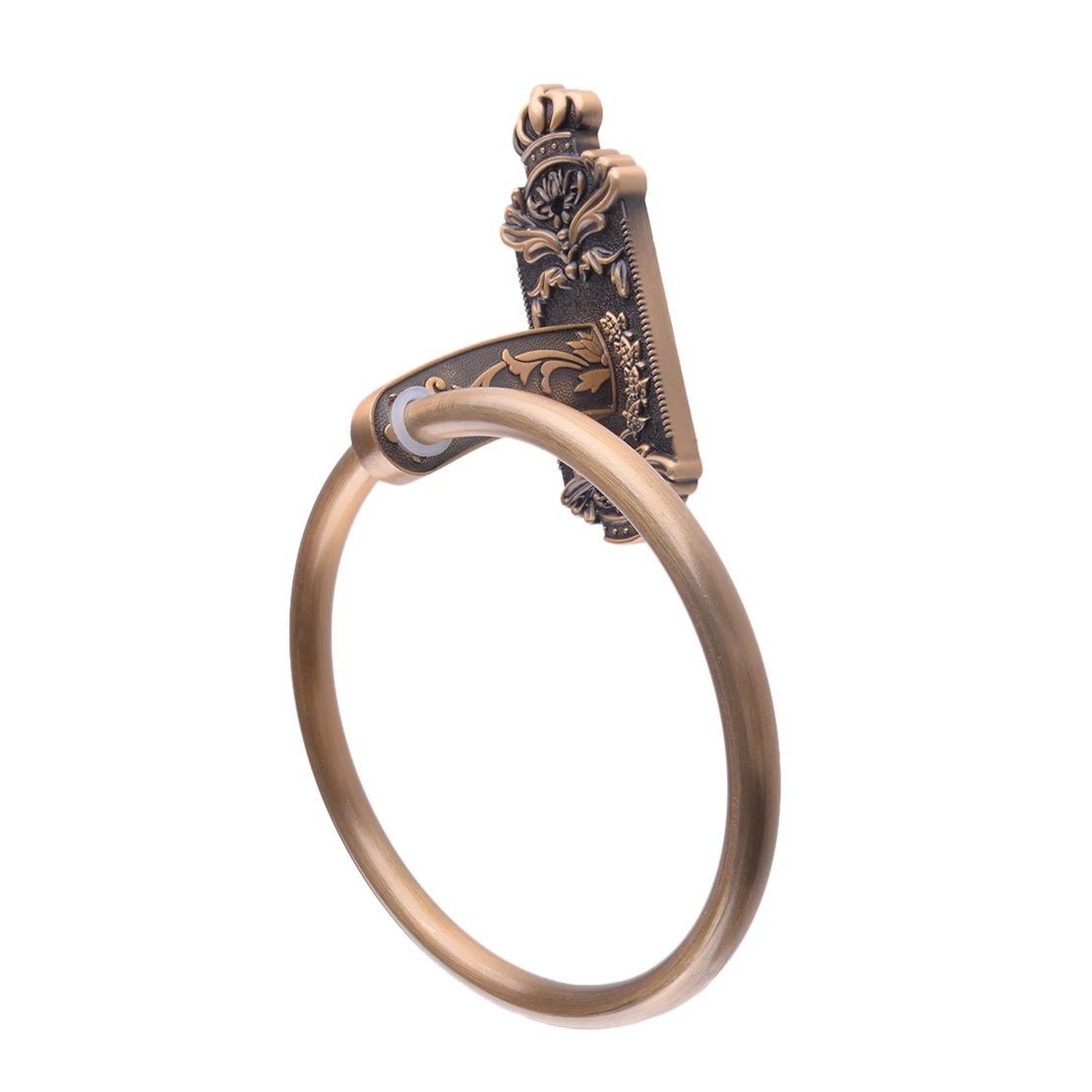 

Vintage Bronze Carved Antique Style Metal Towel Ring Bath Towel Hang Round Ring Holder Bathroom Space Aluminum Accessories