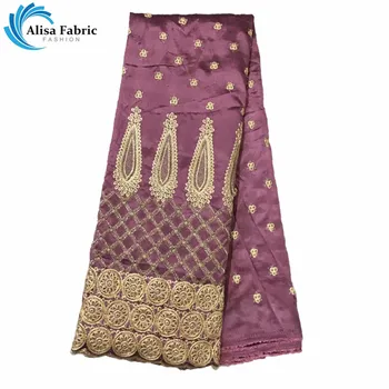 

Alisa High Quality 5 Yards/pcs African Satin Lace Fabric With Embroidery 2019 Latest Indian George Lace Fabric For Wedding Deco