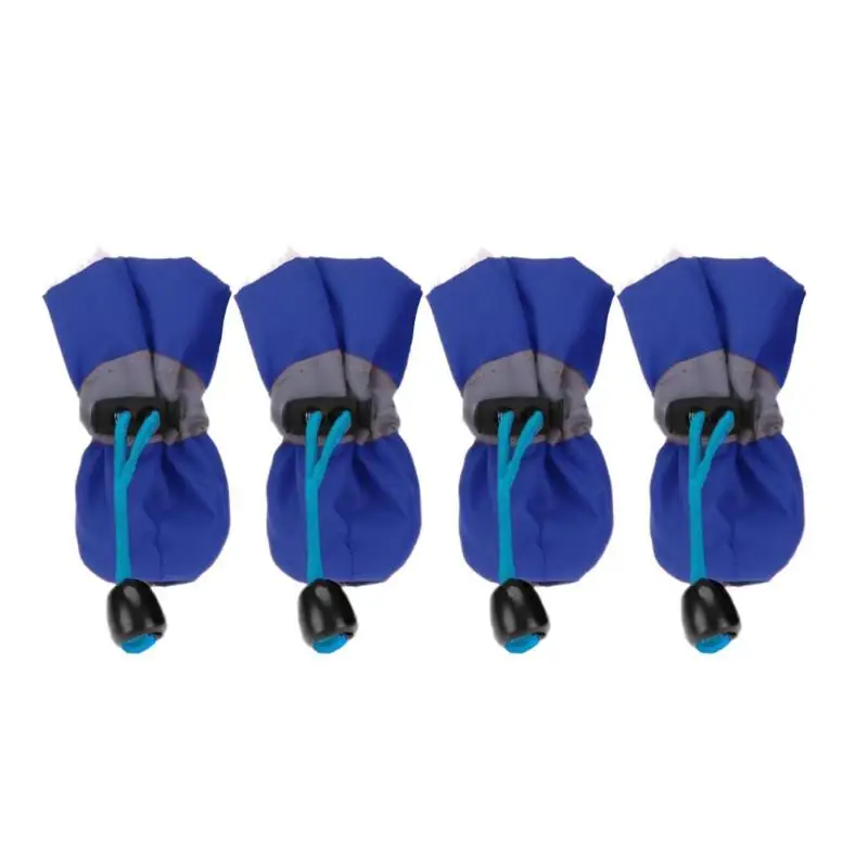 4pcs/set Pet Dog Waterproof Shoes Winter Soft Fleece Anti-slip Dog Boots