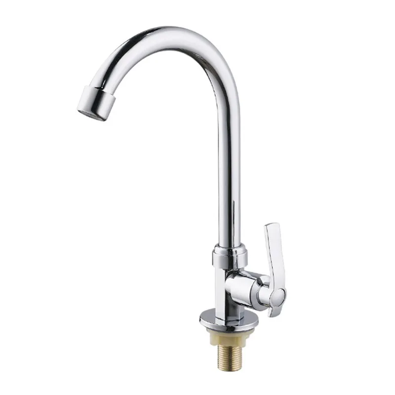 SIANCO Single Hole Cold Chrome Rotatable Brass Kitchen Faucet Deck Mounted Besin Sink Faucet Tap