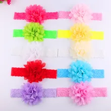 Европейский и американский лидер продаж, Детские аксессуары для волос, кружевная эластичная лента с шифоновым цветком, AliExpress поставки товаров