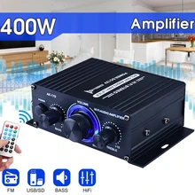 Amplificador de potência de áudio estéreo hifi, compatível com bluetooth, 200w + 200w, amplificador de potência de canal duplo com entrada rca