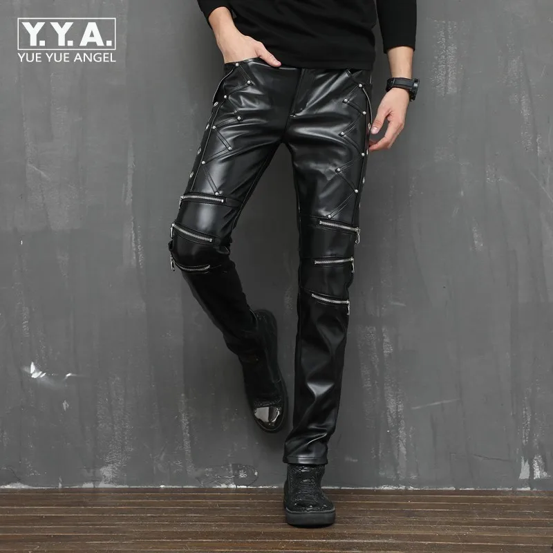 

2020 New Arrival Winter Personality Pu Leather Pants Men Sexy Night Club Slim Fit Skinny Male Trousers Stretchy Pencil Pants