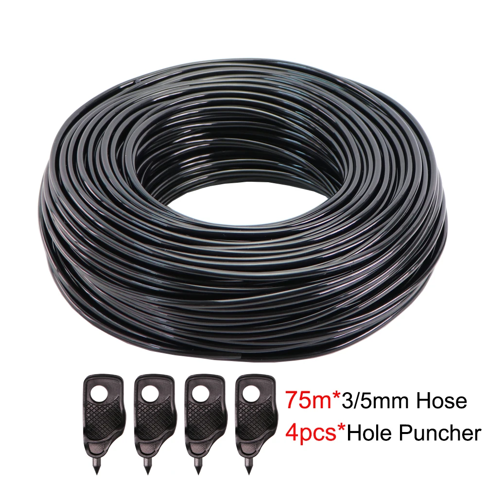 5-140m Garden Watering 3/5mm Hose Irrigation Pipe 1/8'' Tubing Greenhouse Bonsai Plant Flower Drip Arrow Dripper Sprinkler Tube 