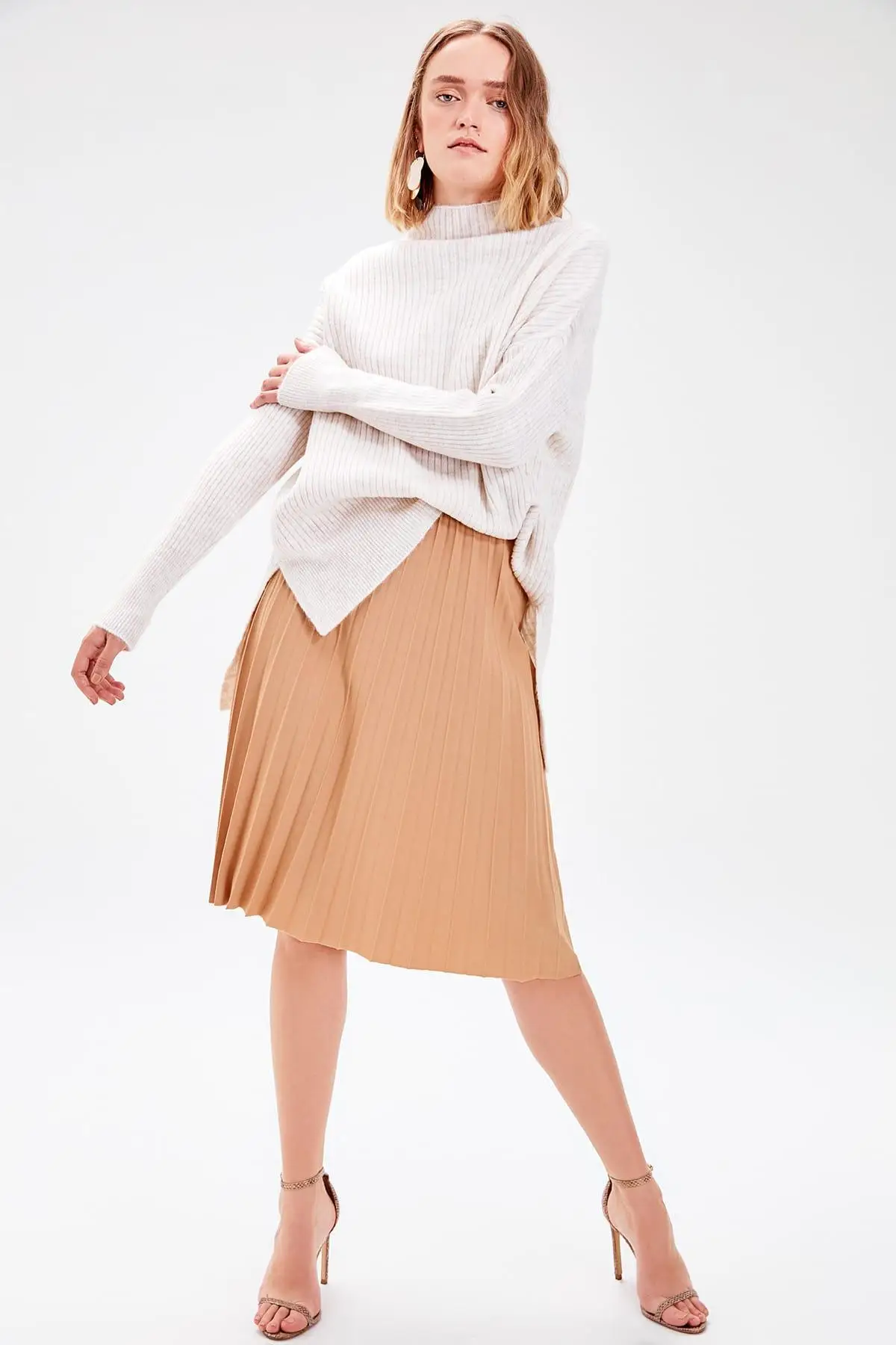 Trendyol Camel Pilise трикотажная юбка TWOAW20ET0232|Юбки| |