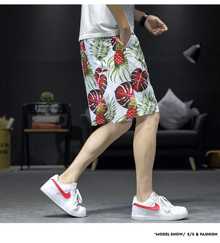 Повседневные Хип-хоп шорты Broek бордшорты Mannen Zomer с принтом Hawaii Korte Broek Mannen Losse Trekkoord Korte Broek Mannen