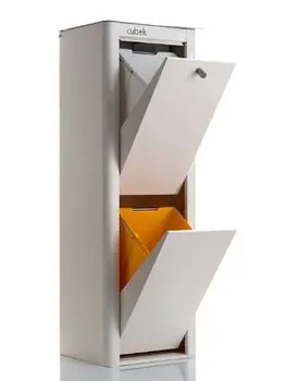 

TRASH CONTAINER ECOLOGICAL LACQUERED STEEL CUBEK WHITE 2 COMPARTMENTS