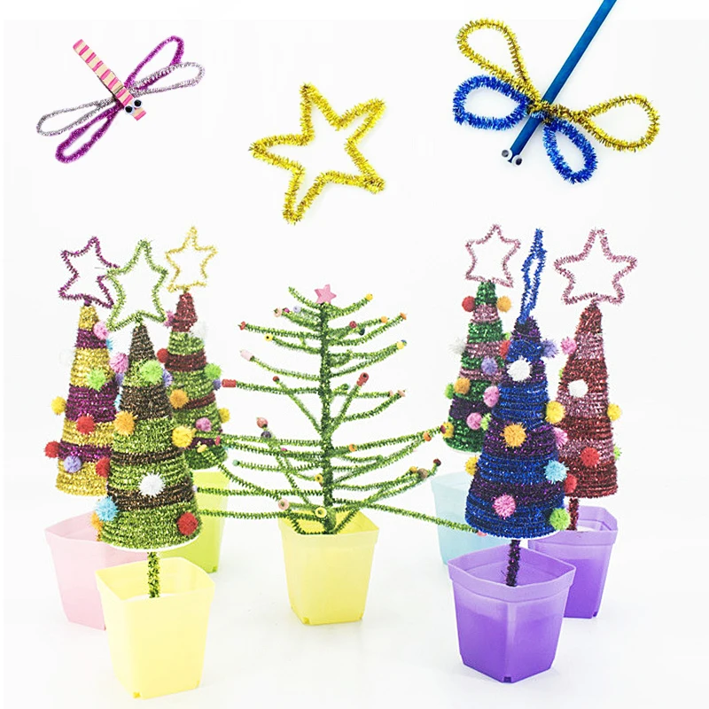 Chenille Pipe Cleaners Chenille Craft Supplies Craft Toys Educational Toys Glitter Chenille Stems Pipe Cleaners 30/50/100pcs