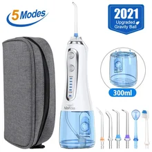 5 Modes Oral Irrigator USB Rechargeable Water Floss Portable Dental Water Flosser Jet 300ml Irrigator Dental Teeth Cleaner+5 Jet