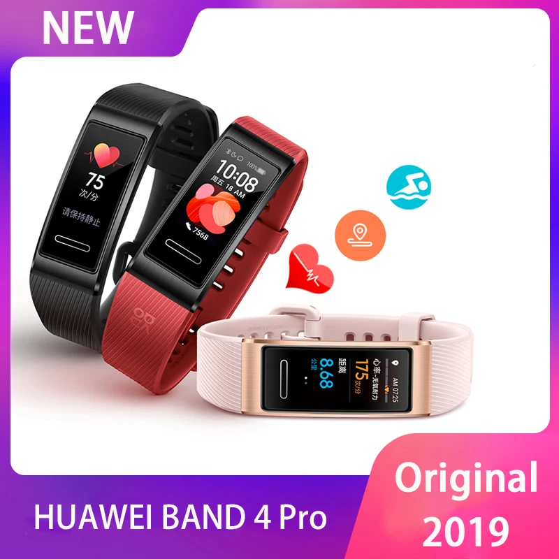 Смарт-браслет huawei Band 4 Pro gps, металлическая рамка, цветной сенсорный экран, датчик уровня кислорода в крови, датчик сердечного ритма, браслет для сна