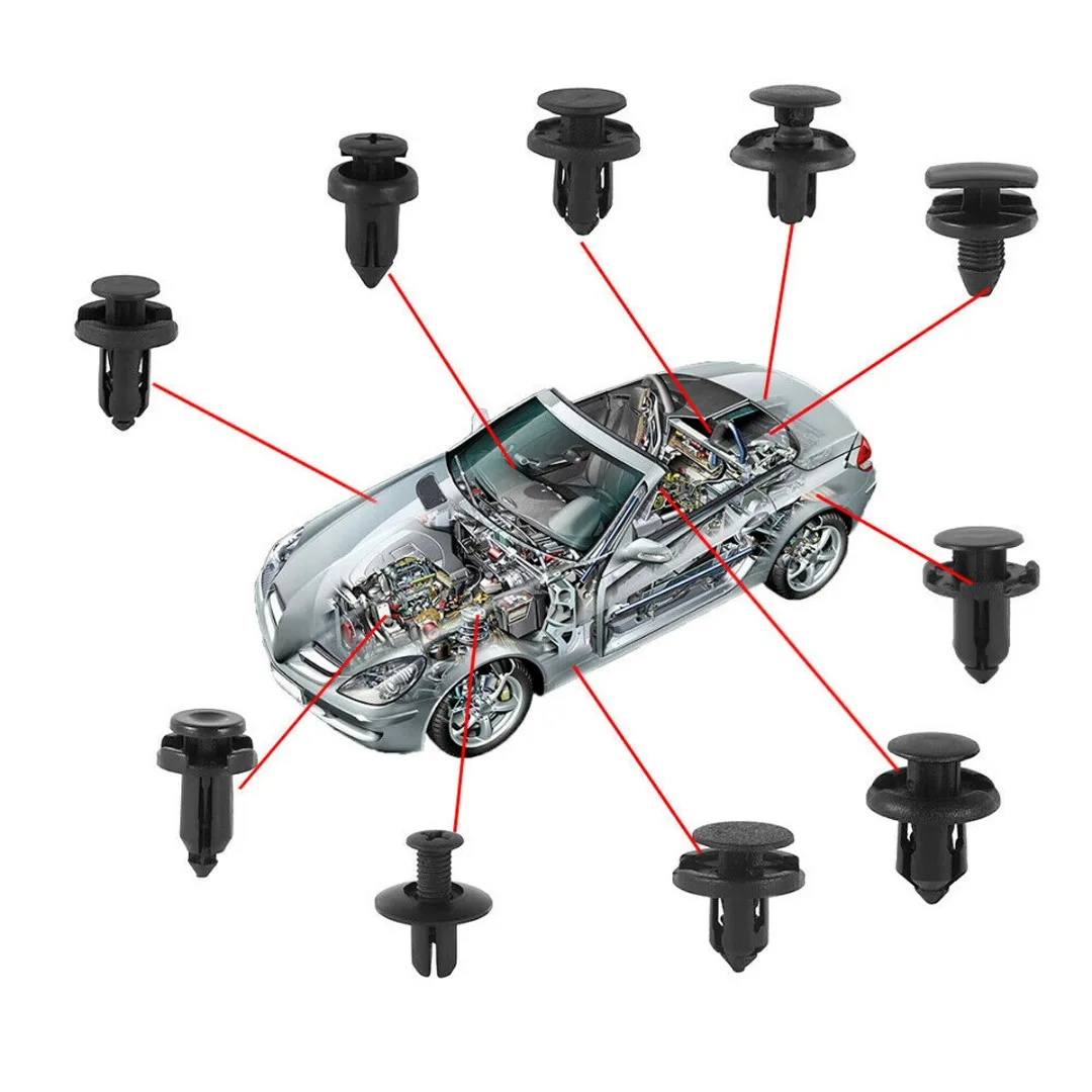 200Pcs Plastic Car Buckle Trim Door Panel Retainer Rivet Fastener Clip Tools Universal Fender Liner Accessories
