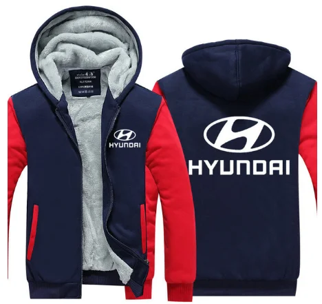 Зимняя мода hoodeis молния для hyundai толстовка мужские толстовки утолщение плюс бархат пальто для мужской одежды 08 f - Цвет: 2