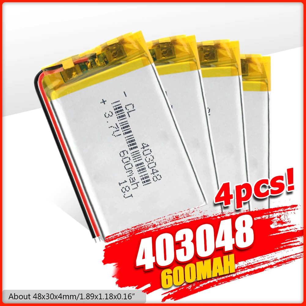 403048 3 7 V 600mah литий полимерная батарея 043048 с защитной платой для MP3 MP4 MP5 DVR DVD PSP Bluetooth