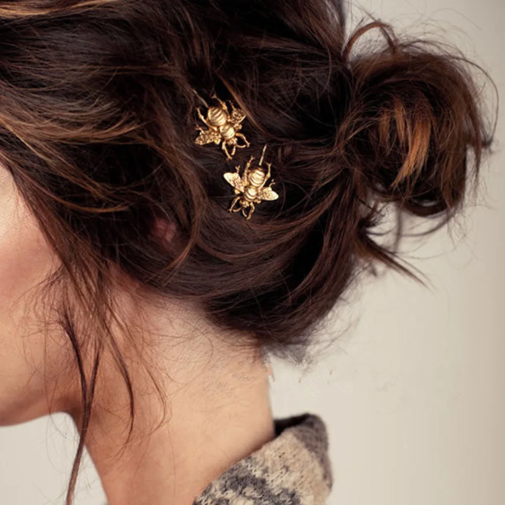 Hair Clips Hair Accessories Women Fashion Style Girl Exquisite Gold Bee Hairpin Side Clip Elegant Hair Clips Barrettes Sweet Headwear Hair Accessories