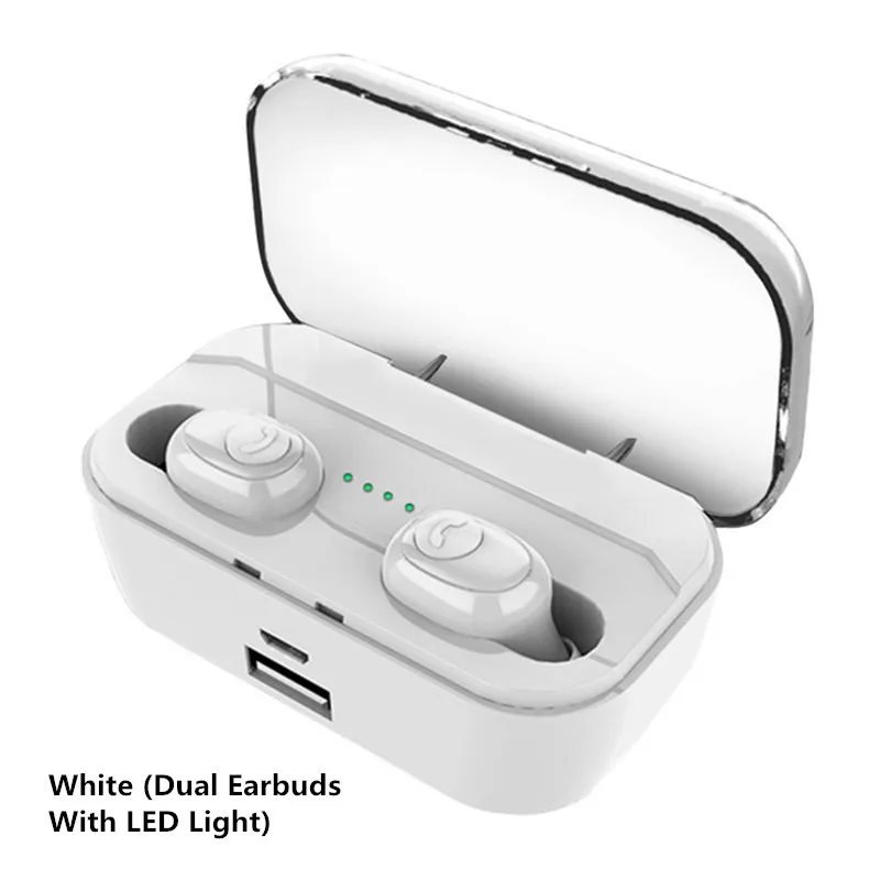 White ears lightning LEORY G6S TWS bluetooth наушники 5,0 светодиодный цифровой дисплей IPX7 глубокий водонепроницаемый бинауральный звонок гарнитура с 3500 мАч power Bank - Цвет: White ears lightning