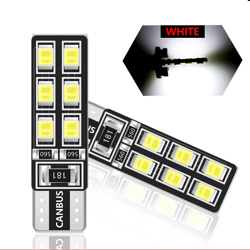 1 шт. T10 W5W Автомобильный светодиодный светильник CANBUS 12 Светодиодный s 3528 SMD габаритный свет лампа для чтения 194 168 2835 лампа сигнальная лампа белая 12 В