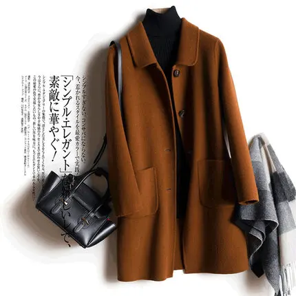 Caramel Wool Coat Female Autumn Winter Jackets Women Fashion New Long Woolen jacket High Quality Casual Woman manteau femme - Цвет: Caramel