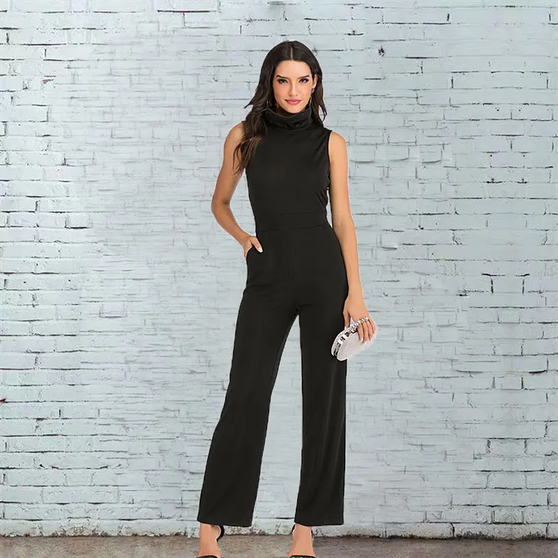 Горячая Новинка женский комбинезон труба воротник без рукавов Slim fit Летние повседневные штаны от комбинезона A2830