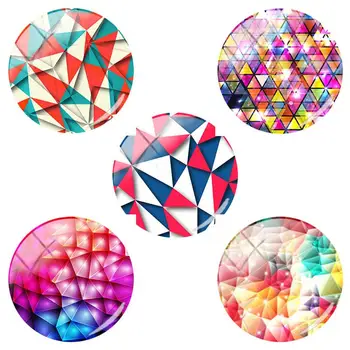 

TAFREE Beautiful and colorful triangle geometric pattern 12/15/16/18/20/25/30/35/40 mm Glass Cabochon Dome for DIY Keychain SJO1