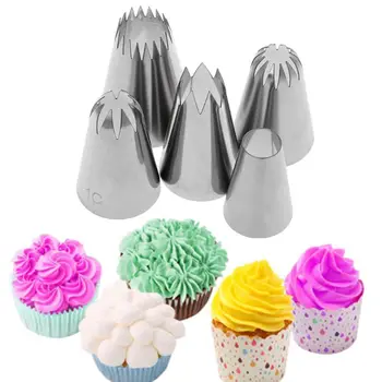 

5Pcs/Set Icing Nozzles Cake Decorating Piping Cookie Cream Sizing Tip Stainless Steel DIY Baking Tools Supplies