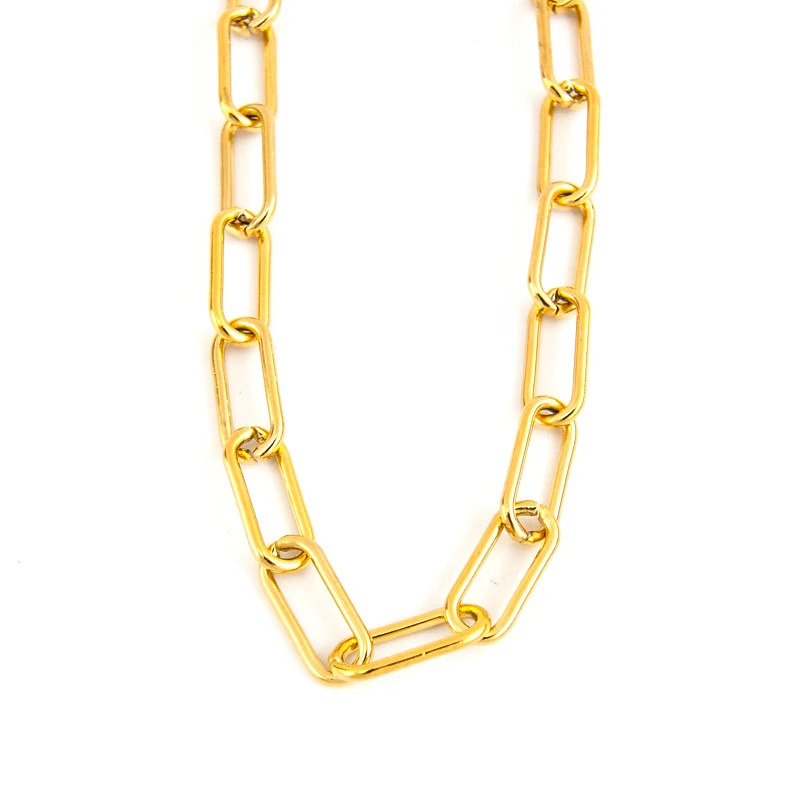 

Men's Choker Long O link Oval chain gold color necklace chain Sell in meter no clasp Stainless Steel Male necklace Jewelry