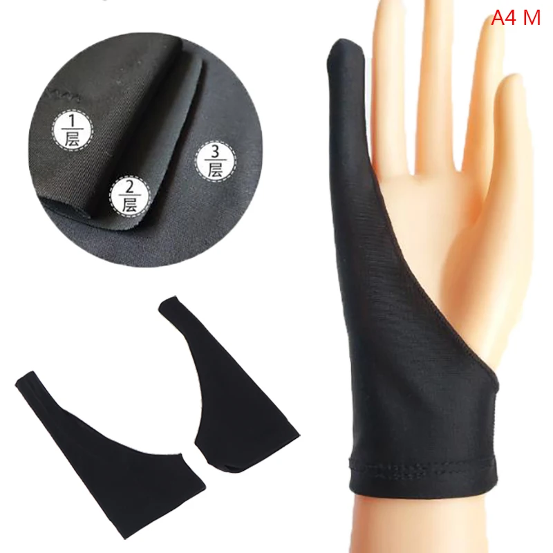 1x Two Finger Anti-fouling Lycra Glove For Artist Drawing&Pen Graphic Tablet Pad 