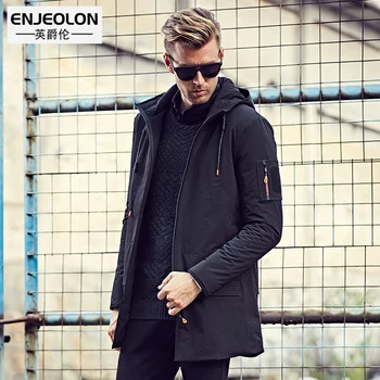 

Enjeolon Brand Cotton Padded Hooded Jacket Men,windproof Parka Men Clothing,Thick Quilted long type Coat Mens Hoodies WT0255