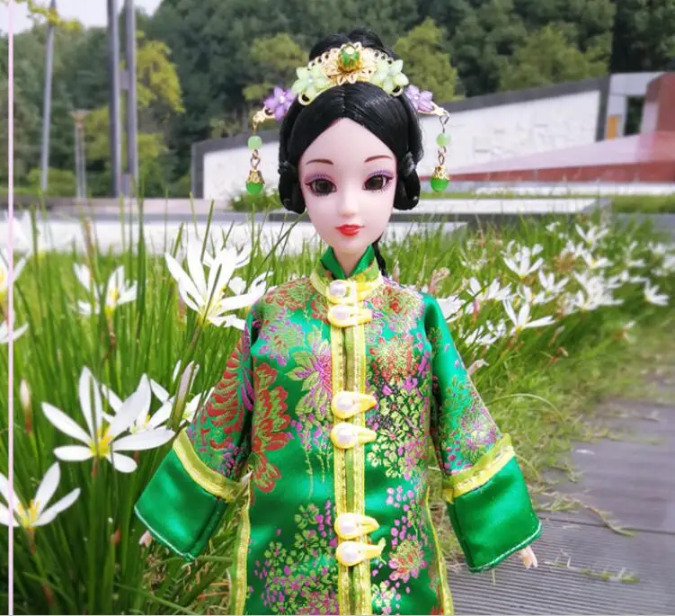 12 подвижных суставов 3D глаза китайская Кукла игрушки с аксессуарами одежда
