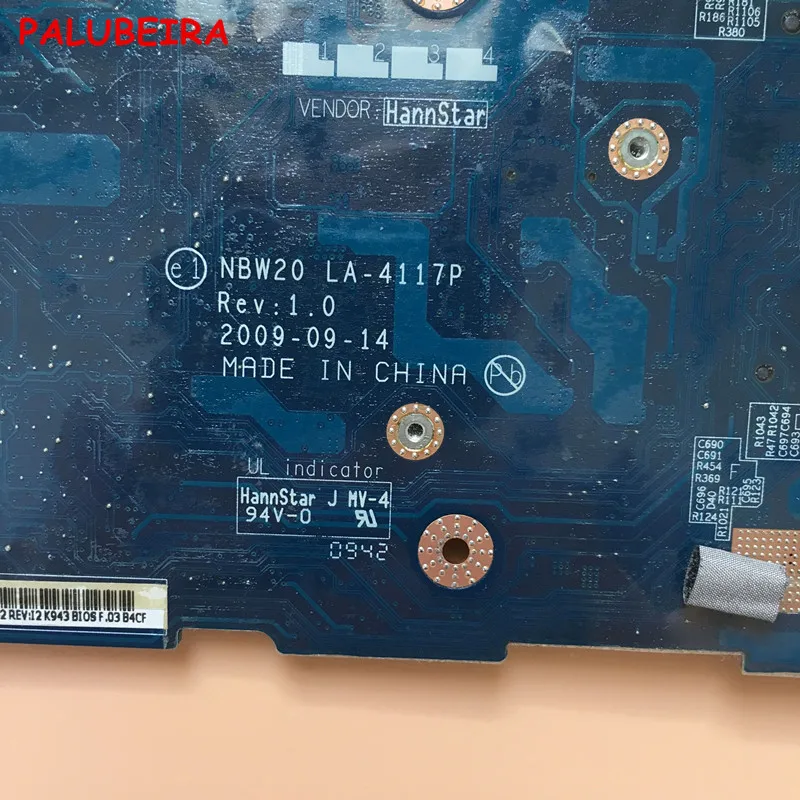 PALUBEIRA 575575-001 NBW20 LA-4117P материнская плата для ноутбука hp DV4 основная плата Sokcet S1 DDR2