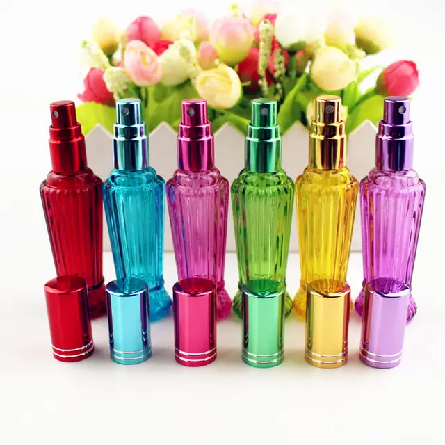15ml Colorful Square Glass Perfume Bottle Thick Mini Fragrance Cosmetic Packaging Spray Bottle Refillable Glass Vials 6